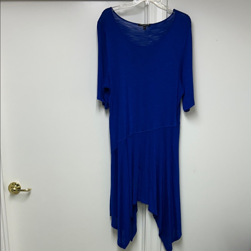 Elegant Blue Asymmetrical dressy top